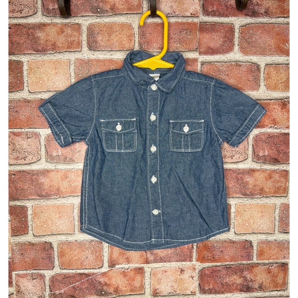 Gymboree Baby Boy Blue Chambray Short Sleeve Button Down Shirt 6-12 Months